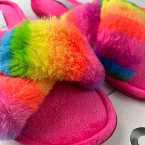 Fifth & Luxe Rainbow X Band Slippers Size 9 Fuchsia Pink - Picture 4 of 13